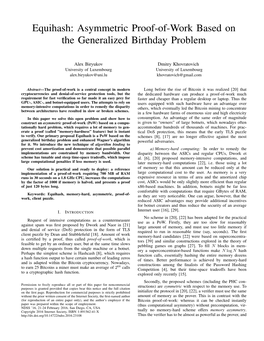 Asymmetric Proof-Of-Work Based on the Generalized Birthday Problem