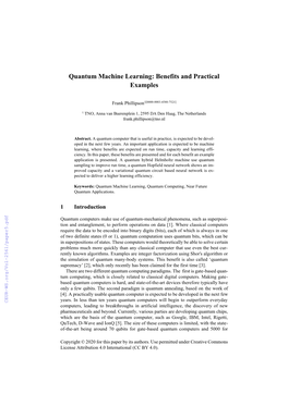 Quantum Machine Learning: Benefits and Practical Examples