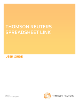 Thomson Reuters Spreadsheet Link User Guide