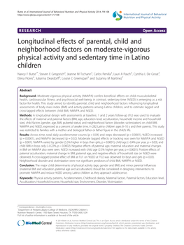 Longitudinal Effects of Parental, Child and Neighborhood Factors On