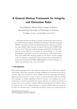 A General Markup Framework for Integrity and Derivation Rules