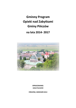 Gminny Program Opieki Nad Zabytkami Gminy Pińczów Na Lata 2014- 2017