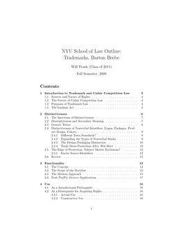 NYU School of Law Outline: Trademarks, Barton Beebe