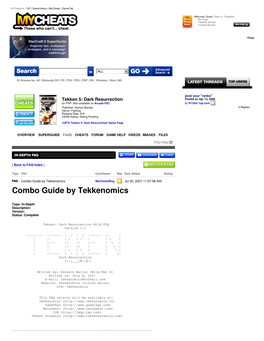 Combo Guide by Tekkenomics Mycheatsblog Jul 30, 2007 11:57:56 AM Combo Guide by Tekkenomics