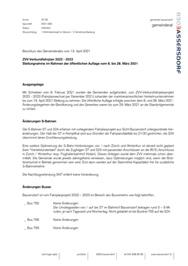 Gemeinderat Status Öffentlich Stossrichtung 1 Wohnkleinstadt Im Grünen / 3 Verkehrsentlastung