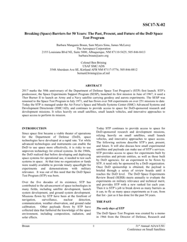 Space) Barriers for 50 Years: the Past, Present, and Future of the Dod Space Test Program