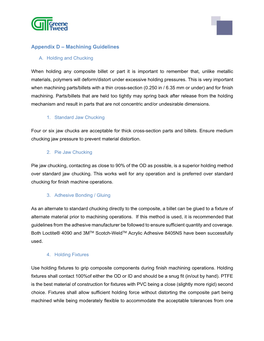 Appendix D – Machining Guidelines