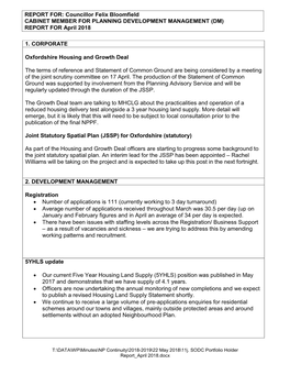 11J. SODC Portfolio Holder Report April 2018.Docx