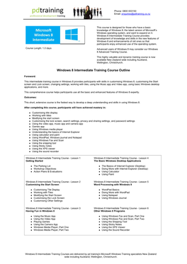 Windows 8 Intermediate Training Course Outline