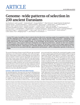 Genome-Wide Patterns of Selection in 230 Ancient Eurasians