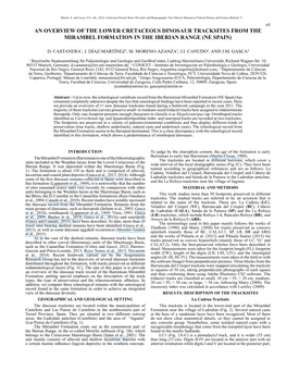 An Overview of the Lower Cretaceous Dinosaur Tracksites from the Mirambel Formation in the Iberian Range (Ne Spain)