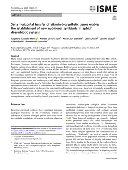 Serial Horizontal Transfer of Vitamin-Biosynthetic Genes Enables the Establishment of New Nutritional Symbionts in Aphids’ Di-Symbiotic Systems