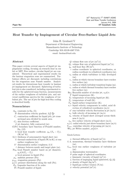 Heat Transfer by Impingement of Circular Free-Surface Liquid Jets