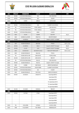 Calendario Generale FMI Liguria