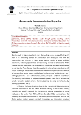 Gender Equity Through Gender Teaching Online