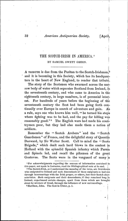 The Scotch-Irish in America. ' by Samuel, Swett Green