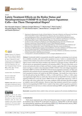 (MMP-9) in Oral Cancer Squamous Cells—Are There Therapeutical Hopes?