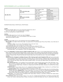 EDITED PEDIGREE for 2011 out of MONAAZALAH (IRE)