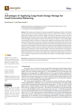 Advantages of Applying Large-Scale Energy Storage for Load-Generation Balancing