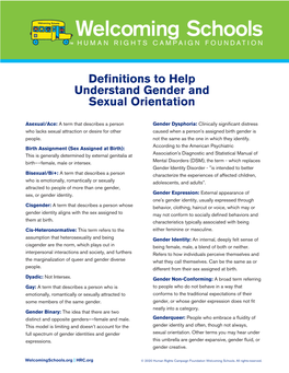 Definitions to Help Understand Gender and Sexual Orientation