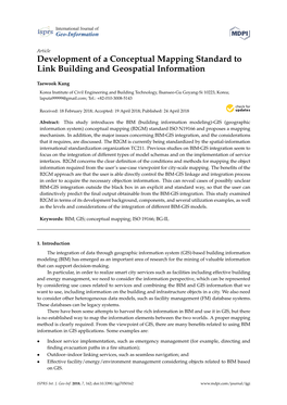 Development of a Conceptual Mapping Standard to Link Building and Geospatial Information