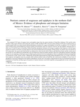 Evidence of Phosphorus and Nitrogen Limitation Matthew W