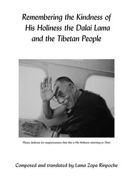 Remembering the Kindness of His Holiness the Dalai Lama and the Tibetan People