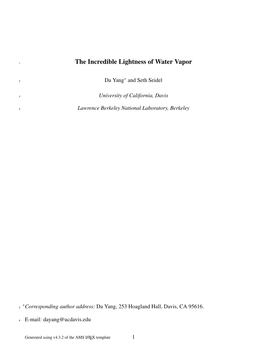 The Incredible Lightness of Water Vapor