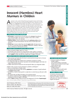 Innocent (Harmless) Heart Murmurs in Children