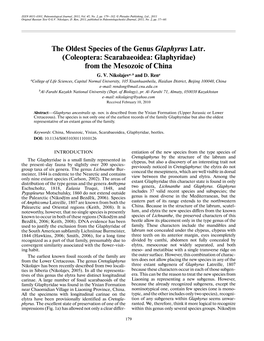 Coleoptera: Scarabaeoidea: Glaphyridae) from the Mesozoic of China G