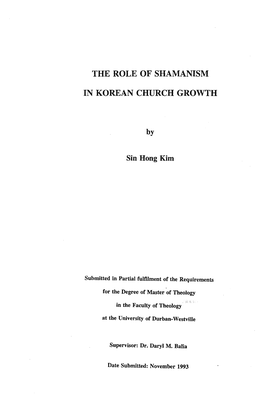The Role of Shamanism in Korean Church Growth