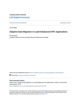 Adaptive Data Migration in Load-Imbalanced HPC Applications