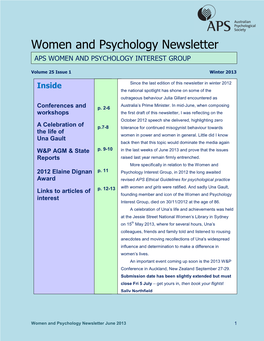 Women and Psychology Newsletter
