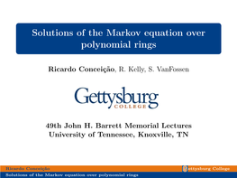 Solutions of the Markov Equation Over Polynomial Rings