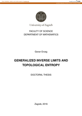 Generalized Inverse Limits and Topological Entropy