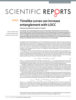 Timelike Curves Can Increase Entanglement with LOCC Subhayan Roy Moulick & Prasanta K