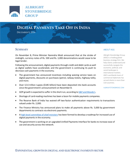 Digital Payments Take Off in India December 9, 2016