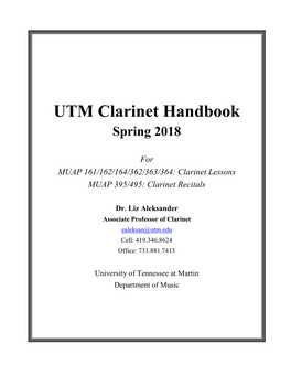 UTM Clarinet Handbook Spring 2018