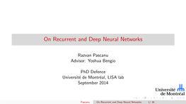 On Recurrent and Deep Neural Networks