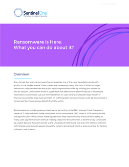 Ransomware Is Here: What You Can Do About It?