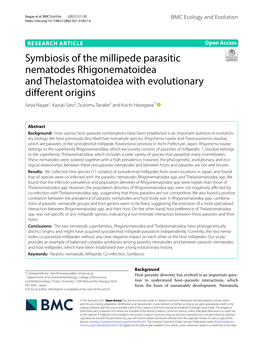 Symbiosis of the Millipede Parasitic