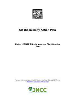 List of UK BAP Priority Vascular Plant Species (2007)