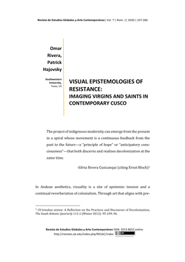 Visual Epistemologies of Resistance: Imaging Virgins and Saints in Contemporary Cusco