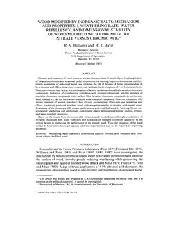 Wood Modified by Inorganic Salts: Mechanism and Properties