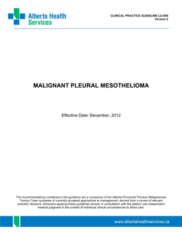 Malignant Pleural Mesothelioma