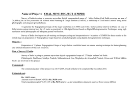 CMPDI) Survey of India Is Going to Generate Up-To-Date Digital Topographical Maps of Major Indian Coal Fields Covering an Area of 30,488 Sq.Km
