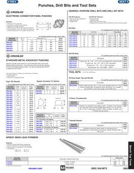 Punches, Drill Bits and Tool Sets