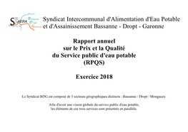 Rapport Annuel Sur Le Prix Et La Qualité Du Service Public D'assainissement Collectif