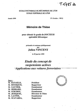 Etude Du Concept De Suspensions Actives : Applications Aux Voitures Ferroviaires