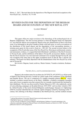 Revised Dates for the Deposition of the Begram Hoard and Occupation at the New Royal City”, Parthica, 19, 75-104